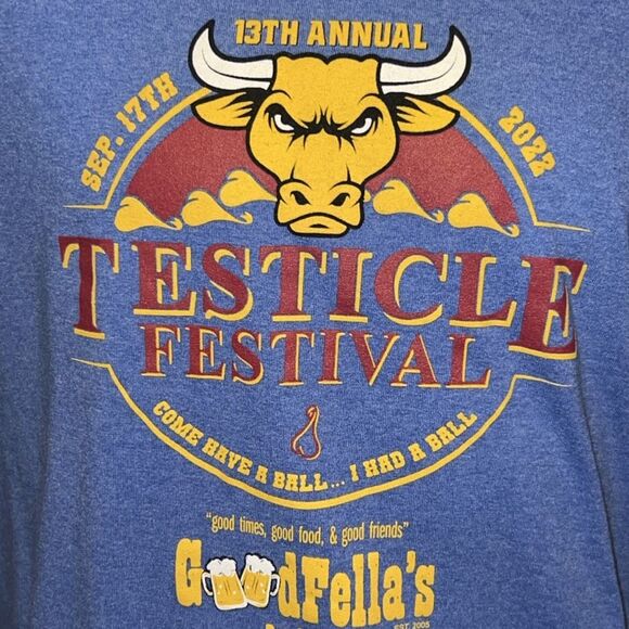 Unisex Port Company 13th Annual Testicle Festival Short Sleeve T Shirt XL #53 - Picture 3 of 3